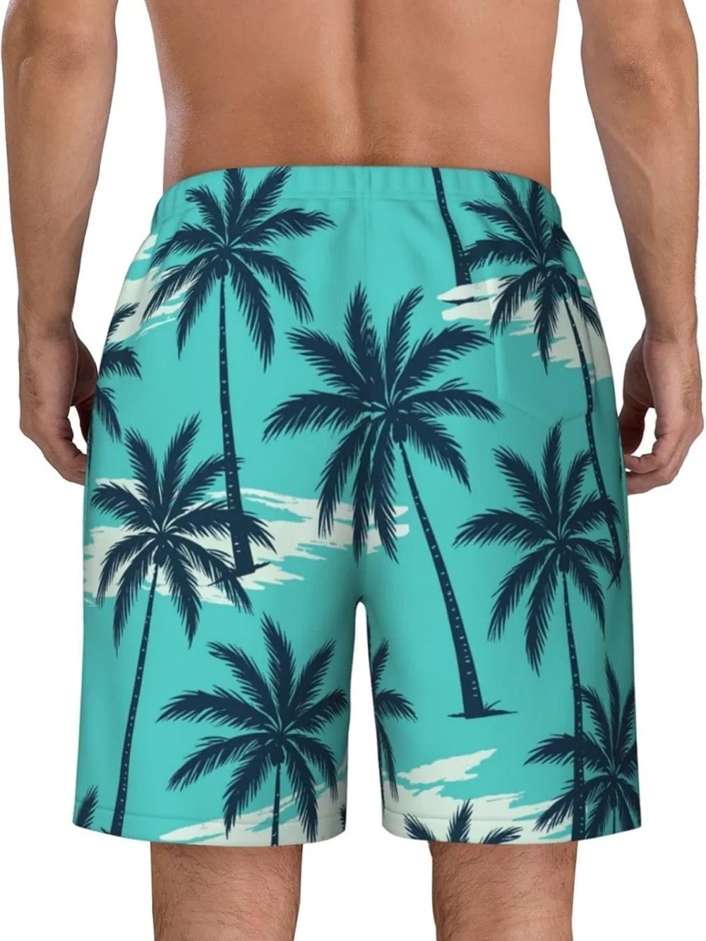 Men's Turquoise Palm Print Swim Shorts